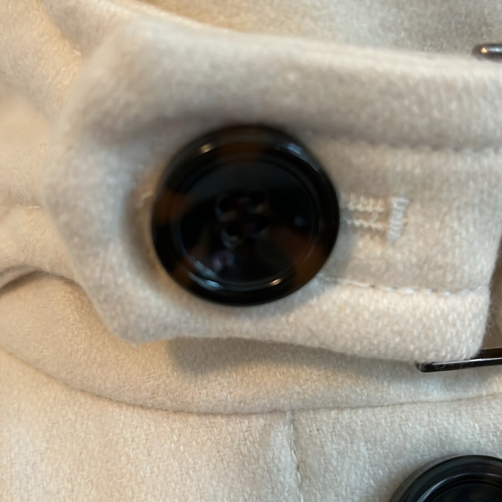 Zara Ivory Wool Blend Unique Coat w/big buckle belt,pockets button up Size Small - Picture 6 of 14